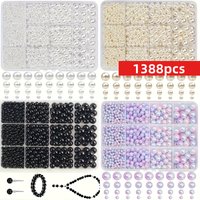 1388pcs 4/6/8/10mm Black, white, and blue purple 12 grids DIY beaded bracelet necklace Round colored beads, craft beads, round