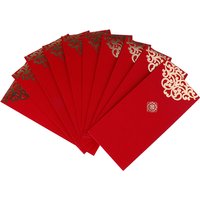 10pcs Happy Lucky New Year Wedding Red Envelope Chinese Spring Festival Gold Printing Red Pocket To Fill In Money