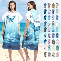Hooded Surf Poncho Changing Towel Robe with Hood Quick Dry Swim Pool Towel for Adults Men Women Summer Beach Poncho Robe