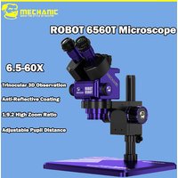 MECHANIC ROBOT 6560T Trinocular Microscope - 6.5-60X High Magnification for PCB Welding & Electronic Fault Detection