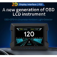 OBD + GPS HUD P22 Head Up Display Car OBD2 on Board Computer Car Auto Electronic Accessories Smart Gauge in Clinometer Detector
