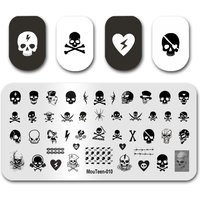 Newest Nail Art Stamping MouTeen010 Skull Heart Lightning Nail Stamping Plates Manicure Stencil Set For Nail Stamping