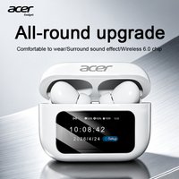 Acer Ohr802 Wireless Earphones with Multifunctional Touch Screen Charging Case, Bluetooth 6.0 Chip, Anc Call Noise Reduction, Hifi Stereo Sound Effect, Long Battery Life, Suitable for Leisure and
