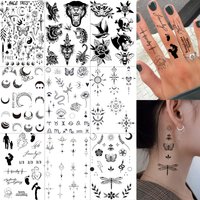 1 Sheet Tiger Crescent Butterfly Temporary Tattoos For Adult Finger Neck, Temp Fake Tattoo Stickers Long Lasting Realistic Tatoo