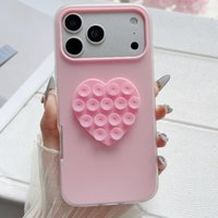 Simple Fashion Heart Suction Cup 2 IN 1 Phone Case For iPhone 17 Air 16 15 14 13 12 11 Pro Max 16E 17E X XS XR 7 8 Plus Cover
