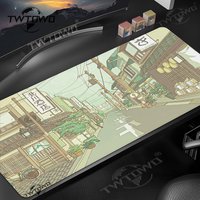 Mouse Pad Anime Green Japanese Street Gamer XL HD Mousepad XXL Mouse Mat Natural Rubber Carpet Non-Slip Computer Mice Pad