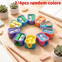 2/4pcs Color pen roller, single hole pencil sharpener, new creative design, comfortable grip, student tool, school supplies.