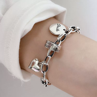 925 Sterling Silver Thai Silver Bracelet for Women Vintage Geometric Heart Love Lucky Punk Jewelry 2026 New Party Birthday Gift