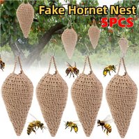Crochet Wasp Nest Decoy Wasp Deterrent Decoy with Hook Faux Hornets Nest Repellent Hanging Wasp Nest Decoy for Outdoor Garden