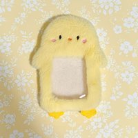 Cute Plush Yellow Chick Card Holder, Idol K-Pop Photo Card Holder, Campus Card Protector, Bag Accessory, Keychain, Stationery