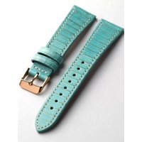 Handmade snake skin strap, 18 19 20 22MM, quick release genuine leather, glacier blue soft ultra-thin strap, retro style
