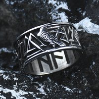 Odin Raven Ring Nordic Viking rune valknut Amulet Ring Stainless Steel Rings Men gift