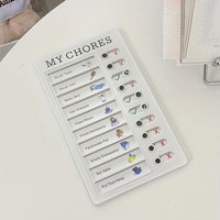 1 pcs Kids Chore Chart with 5 pcs Blank Card,Plastic Checklist Board with Detachable Cardstock to Do List for Routine Planning