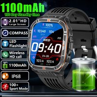 2026 New 1100mAh Battery Smart Watches For Man Outdoor Sport LED Flashlight Compass Menโs Smartwatch Bluetooth Call Men Watches