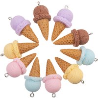 10pcs Cute 3D Simulation Food Ice Cream Resin Charms Earrings Keychains Pendants for DIY Jewelry Accessories 38*15mm