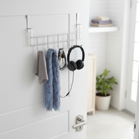 Stainless Steel 5 Hooks Cabinet Door Back Hook Door Hooks Room Clothes Towel Storage Holder Home Bathroom Kitchen Organizer Rack