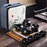 Portable Ceramic Teaware Set Chinese Kung Fu Set Pot Traveller with Bag Gaiwan Cups of Ceremony