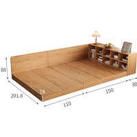 Japanese-style edged floor bed, solid wood thin bedhead, space-saving log style tatami floor-to-ceiling bed cabinet integra