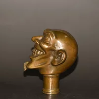 Chinese Old Bronze Hand Carved Arhat Statues Antique Cane Walking Stick Head