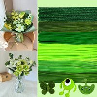 100/300 PCS 6 Colors Gradient Green Pipe Cleaners Chenille Stems, Pipe Cleaners Craft, Pipe Cleaners Set for DIY Art and Craft