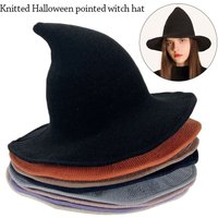 Fashion Vintage Witch Hat Party Halloween Wool Knit Hat Portable Festival Decoration for Women