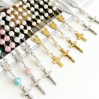 Mini Rosary Gold Silver Pearl First Baptism Gifts Miraculous Virgin Mary Medal Crucifix Jesus Bag Car Pocket Rosary