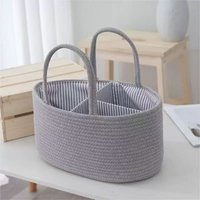 Portable Baby Diaper Storage Basket with Tassel, Handwoven Divided Organizer Bin, Detachable Nursery Toy & Diaper Caddy