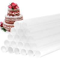20Pcs Cake Dowels White Plastic Cake Support Rods Round Dowels Straws 0.4 Inch Diameter Cake Sticks for Tiered Cake Stacking