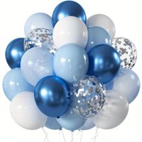 39-piece Set of Light Blue Balloons with Blue and White Metallic Balloons for Weddings Engagement Parties Baby Parties