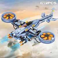 Sci-Fi Fighter Helicopter Building Blocks Set Futuristic Military Aircraft Model Bricks DIY Christmas Gift Assembly Toy
