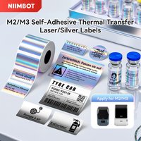Laser Sticker Self-Adhesive Thermal Transfer Labels for Niimbot M2/M3 Printer DIY Silver Label Sticker for Office/Home/Outdoor