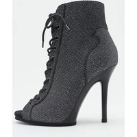 Black Shiny Fabric 11CM 9.5CM Platform Dance Heels Latin Ballroom Salsa Rubber Sole Dance Shoes 2025 Pump Shoes