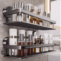 No Drill Suction Cup Adhesive Bathroom Rack Bathroom Shelf Toilet Aluminum Hanging Rack Bathroom Organizer Hang On The Wall