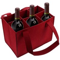 6 Compartment Bottle Holder Felt Wine Bottle Tote Bag Portable Felt Liquor Bottle Tote with Handles for Wedding Travel Picnic