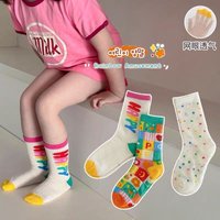 1-12Y Children Socks Summer Socks Kids Boys Girls Rainbow Color Cute Trendy Socks Ventilation 3 Pairs/bag