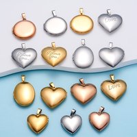 Wholesale 4pcs/lot Photo Frame Locket Pendant Stainless Steel Heart Round Charms For Jewelry Making Supplies DIY Accessories