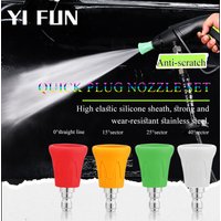 Car Wash Accessories Splash Proof Stainless Steel Nozzle High Pressure Water Gun Nozzle Soft Rubber Sleeve Sector Nozzle