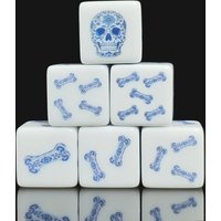 12PCS White Acrylic D6 16MM Dice Set, Skull 6-Sided, DND RPG MTG Tabletop Board Game,Hobby Collectors & Game Lovers