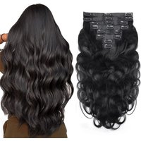 Extensions de cheveux à clipser, ondulées, 8 pièces, extensions de cheveux humains à clipser, noir naturel, extensions de cheveux Remy Skin Weft pour salon