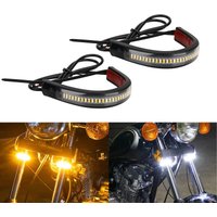2pcs Motorcycle Turn Signal Light Strip Shock Absorber Amber White DRL Light Strip 36LED Ring Fork Strip Moto Flasher Indicator