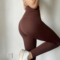 Women's No Underwear Needed Yoga Pants with Pockets High Waisted 7/8 Workout Leggings Naked Feeling