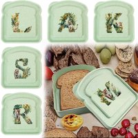 Portable Toast Box Lunch Bag Sandwich Bento Case Bread Storage Box With Lid Leak Proof For Travel Jungle Tiger Letter Pattern