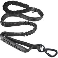 Tactical Dog Leash Heavy Duty for Medium Large Dogs Strong Bungee No Pull Dog Leash with Padded Double Handle and Car Seatbelt
