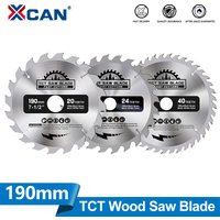 XCAN 1pc 190mm Circular Saw Blade 20/24/40T TCT Wood Cutting Disc Carbide Tipped Woodworking Saw Blade Cutting Tools
