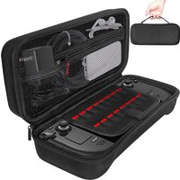 Storage Box for for Steam Deck Oled Console with Handle Carry Case Shockproof Hard EVA Zip Pouch Net Pocket for Cable Charger
