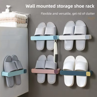Wall Mounted Slipper Rack Punch-Free Bathroom Shoe Organizer Drain Storage Holder Space Saving Hanger for Home Toilet