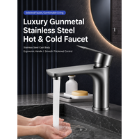 304 Stainless Steel Bathroom Sink Faucet Hot Cold Mixer Tap Single Handle Washbasin Water Faucet for Bathroom Vanity