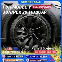 4PCS Wheel Cover 20 Inch for Tesla Model Y Juniper 2025 2026 Performance Replacement Hubcaps MY Helix 2.0 Full Rim Matte black