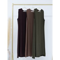 Muslim Abaya Sleeveless Vest Dress Women Underdress Solid Color Inner Underwear Long Dress Simple Ramadan Kaftan Arab Vestidos