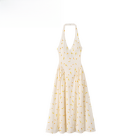 Fashionable Floral Neck Hanging Midi Dress ZR Summer New Arrival Women's Dress Casual Style Polyester Fabric round Neck Sleev...